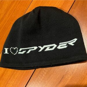 Women’s SPYDER Black Beanie Hat with ❤️ Logo OS.